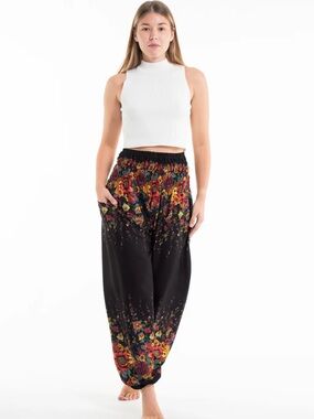 Black Floral harem pants